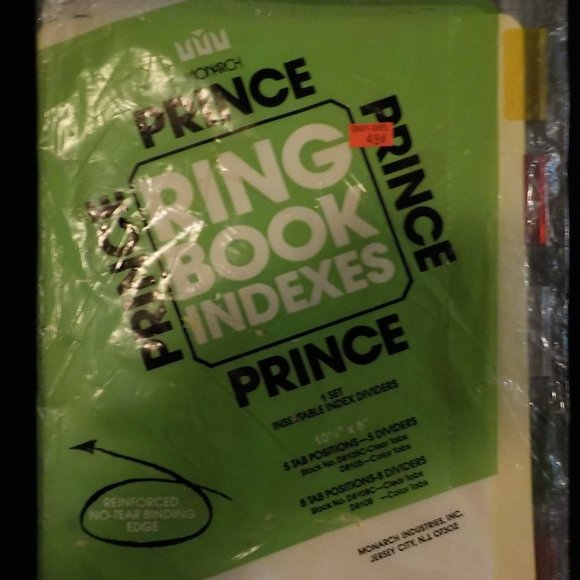 MONARCH PRINCE RING BOOK INDEXES 1 SET 101/2" X 8" 5 TAB POSITIONS/DIVIDERS - Picture 6 of 8